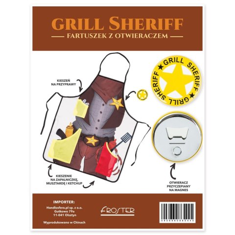 Grill Sheriff fartuszek męski BBQ otwieracz GRATIS