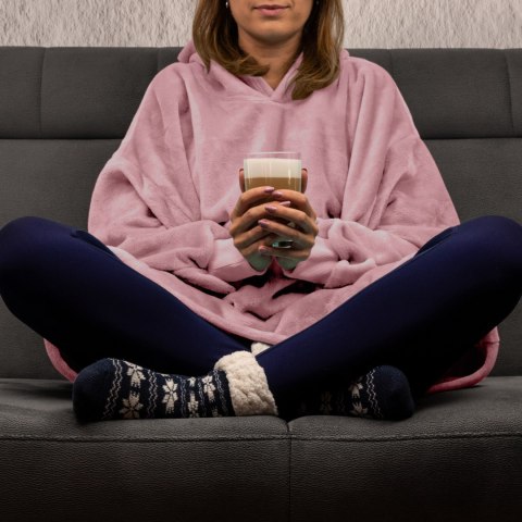 Bluzair Bluza Koc Hoodie Oversize Polska Różowy