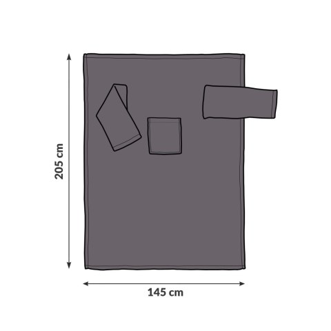 Kocyk Szlafrok Grafit koc z rękawami polar POLSKI