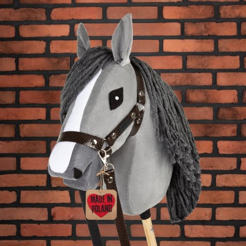 Skippi Kantar dla Hobby Horse - wodze, ekoskóra - brązowy ze wzorami boa