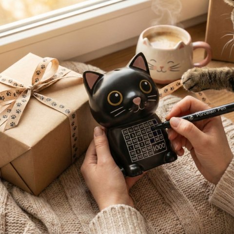 Skarbonka wykreślanka Kot - tracker oszczędzania - wyzwanie 1000