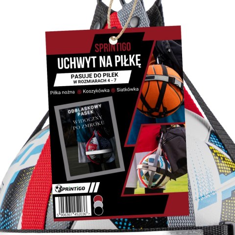 Uchwyt na piłkę Sprintigo - czerwony x szary x czarny - torba na piłkę